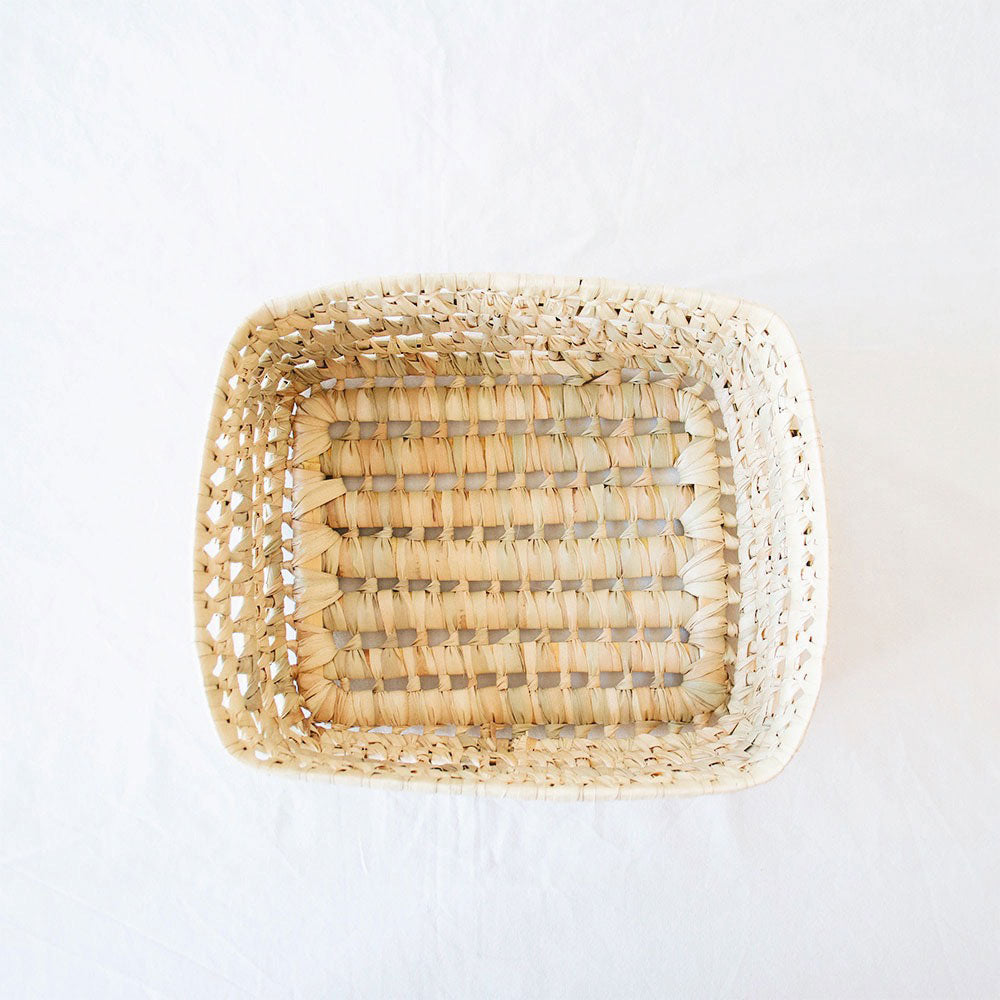 Open Weave Palm Leaf Table Basket